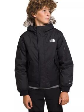 The North Face 5T Gotham Goose Down Black Puffer Jacket Faux Fur Hood